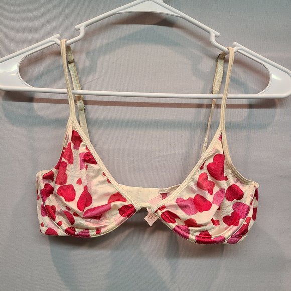Victoria's Secret Other - Vintage Victorias Secret Bra 34C Red Pink Hearts Unlined Underwire